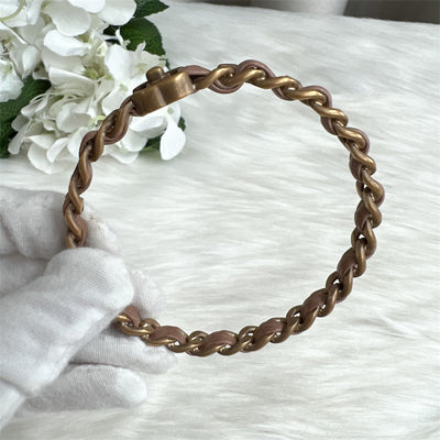 Chanel Interwoven CC Bangle with Dusty Pink Leather and Matte GHW
