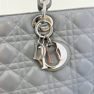 Dior Large Lady Dior in Grey Lambskin SHW