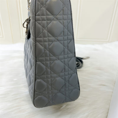 Dior Large Lady Dior in Grey Lambskin SHW