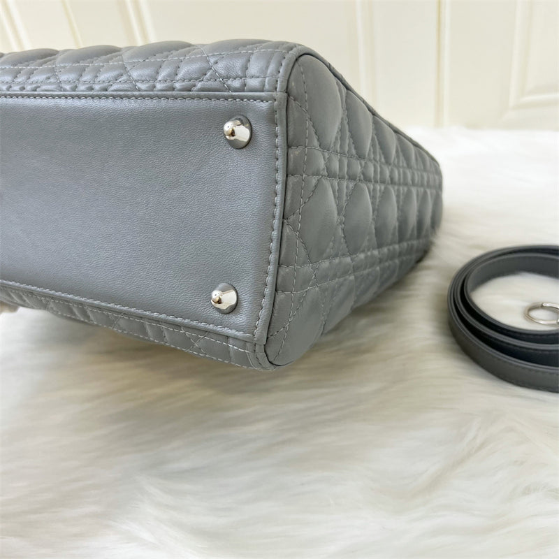 Dior Large Lady Dior in Grey Lambskin SHW