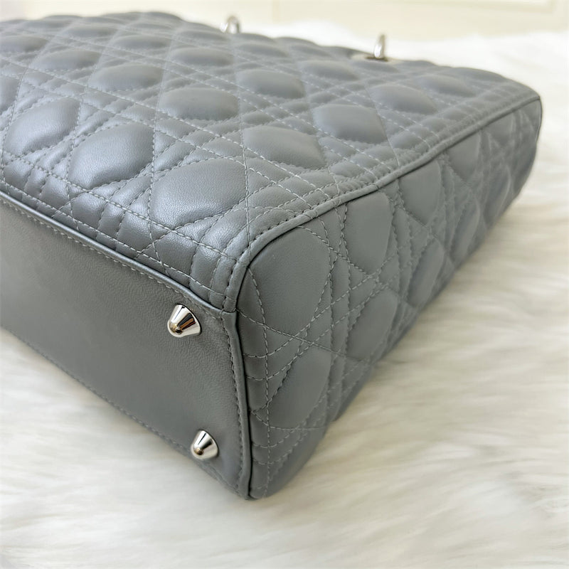 Dior Large Lady Dior in Grey Lambskin SHW