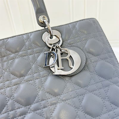 Dior Large Lady Dior in Grey Lambskin SHW