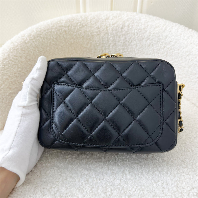 Chanel 22S Pearl Crush Camera Bag in Black Lambskin AGHW