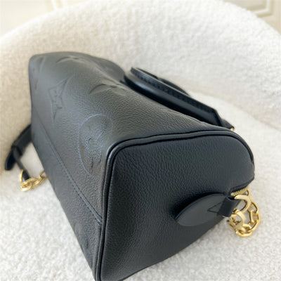 LV Speedy Bandouliere 20 in Black Monogram Empreinte Leather with Gold/Black Strap