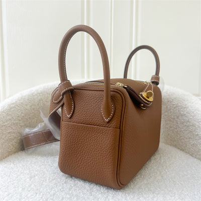 Hermes Mini Lindy in Gold Clemence Leather GHW