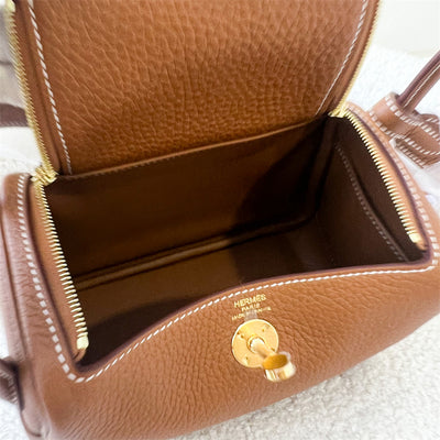 Hermes Mini Lindy in Gold Clemence Leather GHW