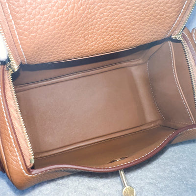 Hermes Mini Lindy in Gold Clemence Leather GHW