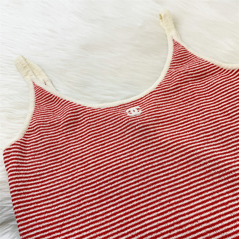 Chanel 23C Red / White Striped Tank Top