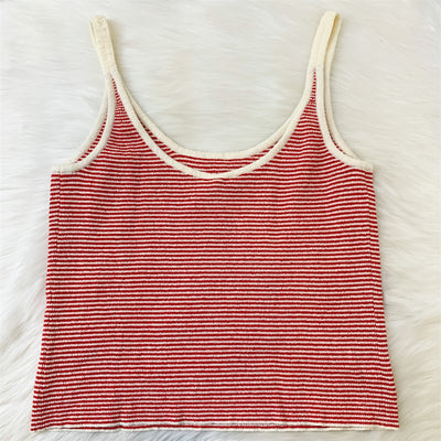 Chanel 23C Red / White Striped Tank Top