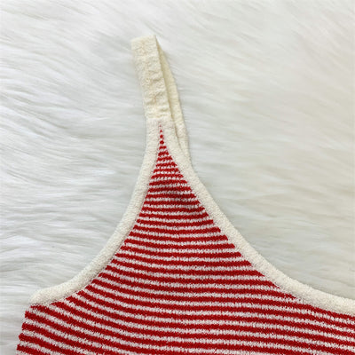 Chanel 23C Red / White Striped Tank Top