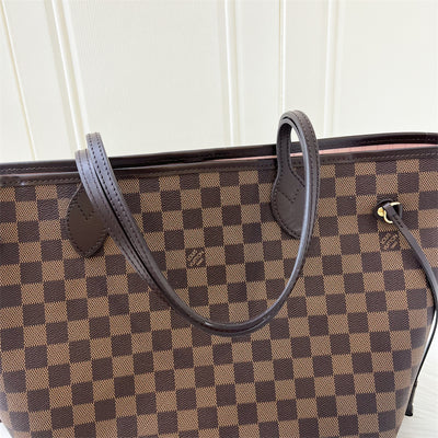 LV Neverfull MM in Damier Ebene Canvas, Rose Ballerine Interior and GHW