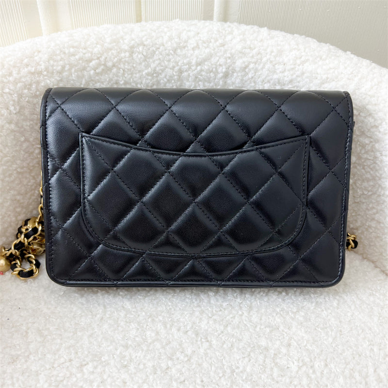 Chanel Pearl Crush Wallet on Chain WOC in Black Lambskin AGHW