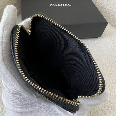 Chanel 22S Zipped Wallet / Coin Purse in Black Caviar LGHW