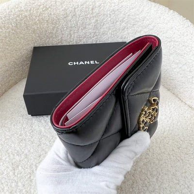 Chanel 19 Trifold Compact Wallet in 22A Black Lambskin AGHW