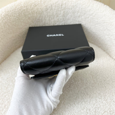 Chanel 19 Trifold Compact Wallet in 22A Black Lambskin AGHW