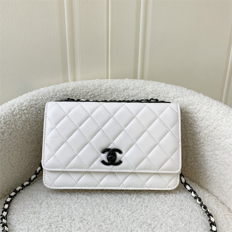 Chanel Trendy CC Wallet on Chain WOC in White Lambskin Black Hardware