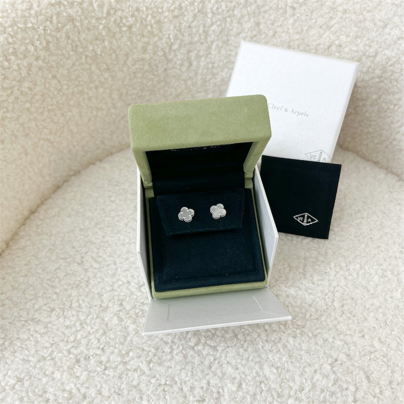 Van Cleef & Arpels VCA Sweet Alhambra Ear Studs, White Gold White MOP