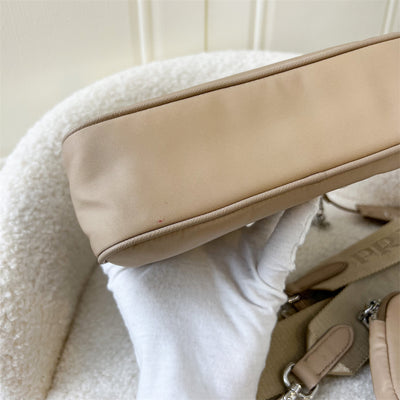 Prada Re-Edition 2005 Shoulder Bag in Beige Nylon and SHW