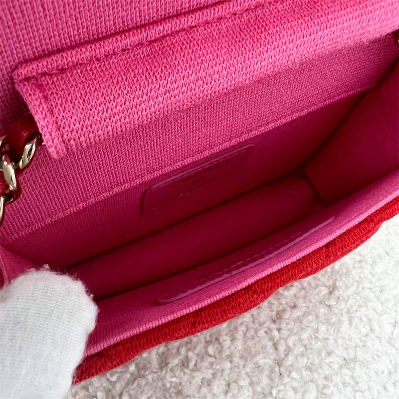 Chanel 2023 VIP Clutch on Chain in Red Jersey, Pink Interior and LGHW