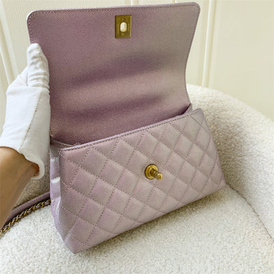 Chanel Small 24cm Coco Handle in 22P Purple Iridescent Caviar AGHW