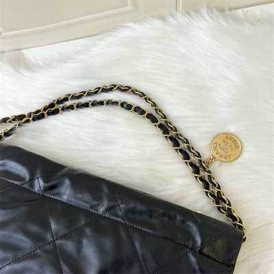 Chanel 22 Small Hobo Bag in Black Calfskin and AGHW