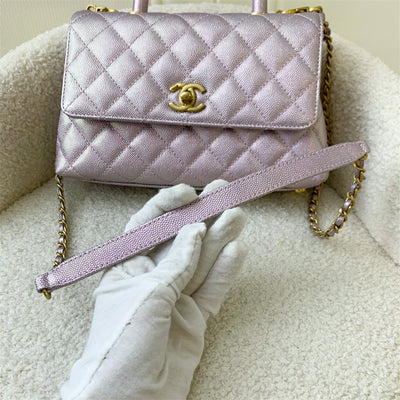 Chanel Small 24cm Coco Handle in 22P Purple Iridescent Caviar AGHW