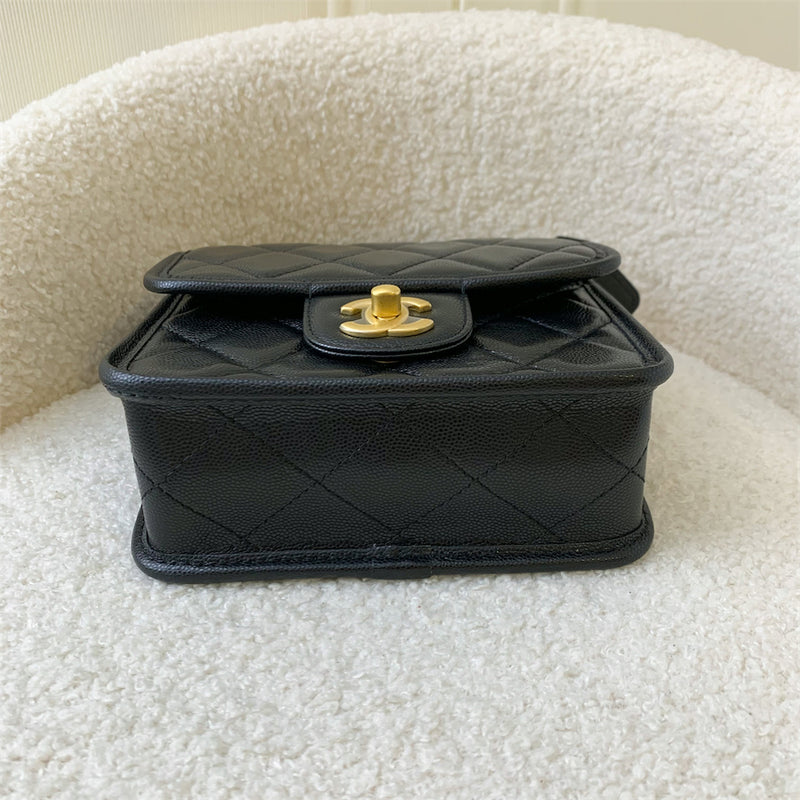 Chanel 22K Seasonal Flap with Top Handle in Black Caviar AGHW