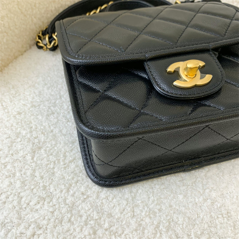 Chanel 22K Seasonal Flap with Top Handle in Black Caviar AGHW