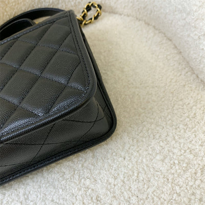 Chanel 22K Seasonal Flap with Top Handle in Black Caviar AGHW