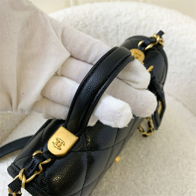 Chanel 22K Seasonal Flap with Top Handle in Black Caviar AGHW