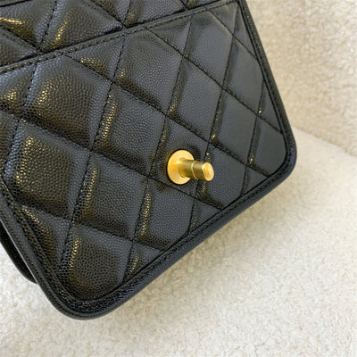 Chanel 22K Seasonal Flap with Top Handle in Black Caviar AGHW