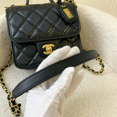 Chanel 22K Seasonal Flap with Top Handle in Black Caviar AGHW