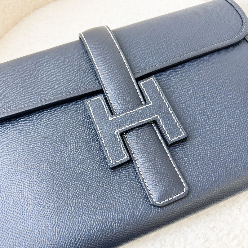 Hermes Jige 29 Clutch in Bleu Indigo Epsom Leather