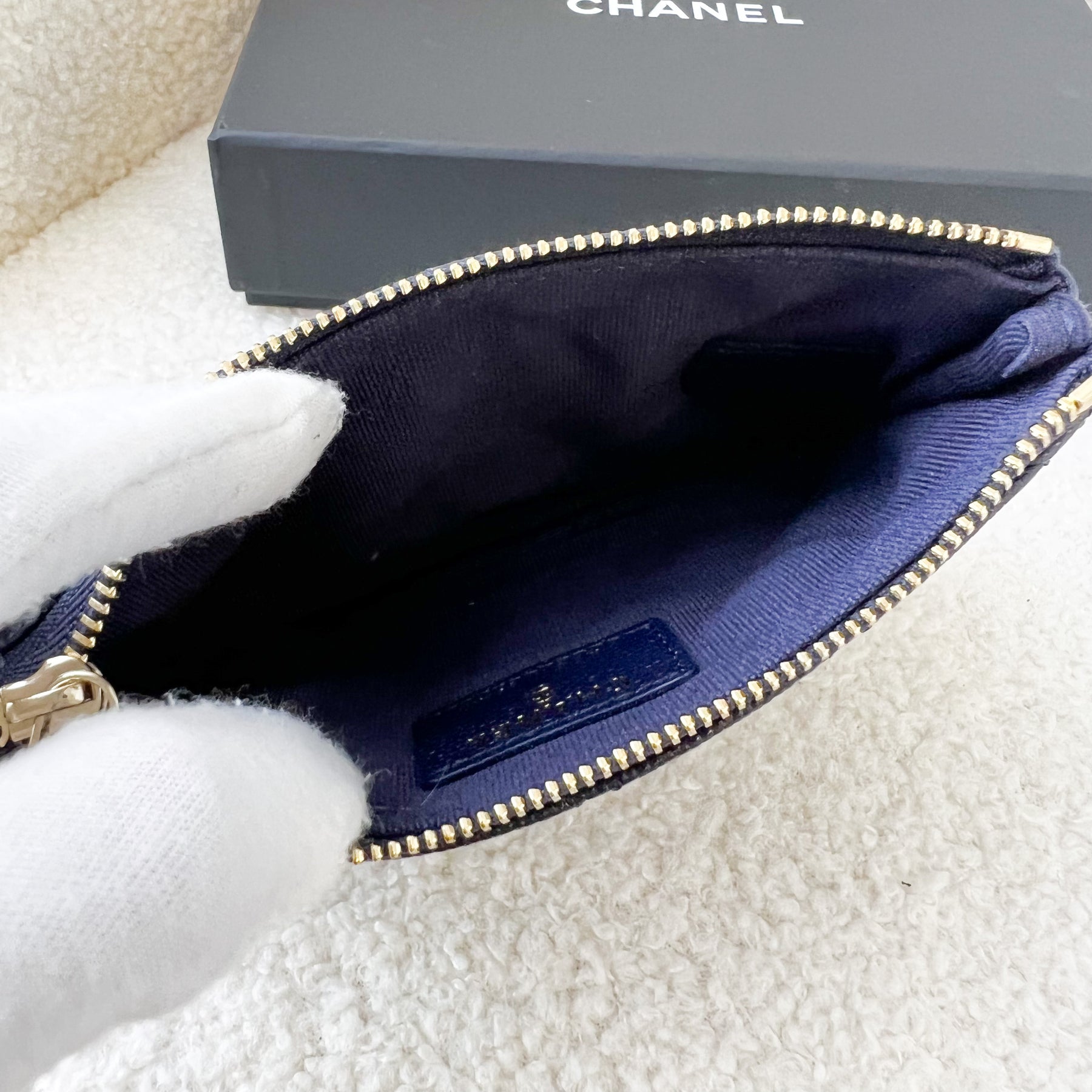 Chanel Small O Case in Navy Caviar LGHW