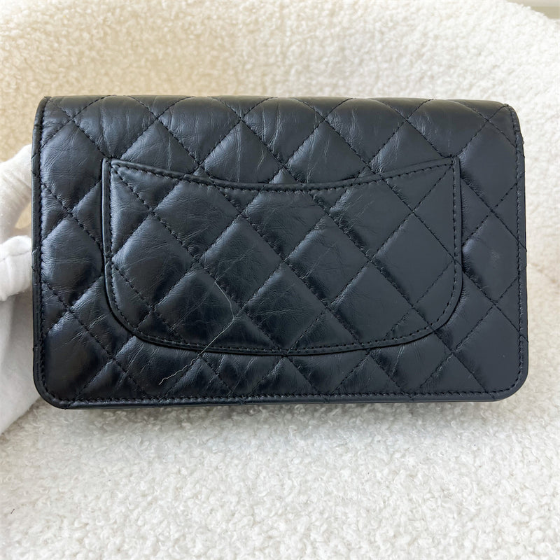 Chanel Reissue Wallet on Chain WOC in Black Distressed Leather AGHW
