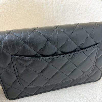 Chanel Reissue Wallet on Chain WOC in Black Distressed Leather AGHW