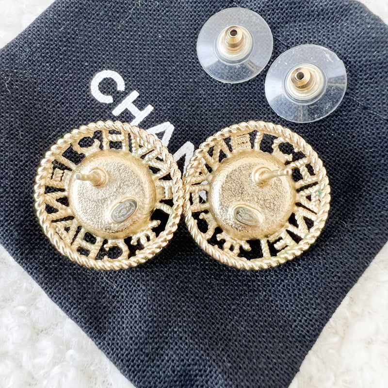 Chanel Logo with Pearls Round Earrings AGHW