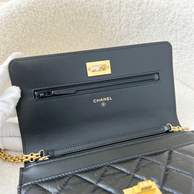 Chanel Reissue Wallet on Chain WOC in Black Distressed Leather AGHW