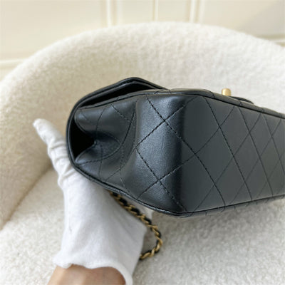 Chanel 22B Mini Rectangle with Top Handle in Black Stiff Lambskin AGHW