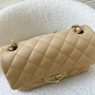 Chanel Classic Mini Rectangle Flap in 22C Beige Stiff Lambskin and LGHW