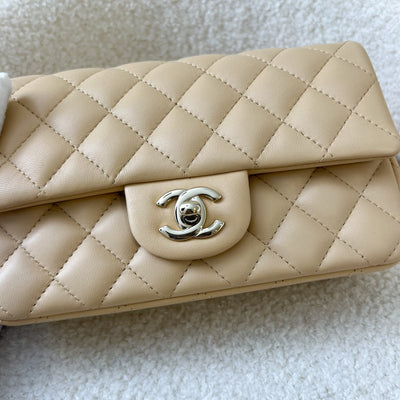 Chanel Classic Mini Rectangle Flap in 22C Beige Stiff Lambskin and LGHW