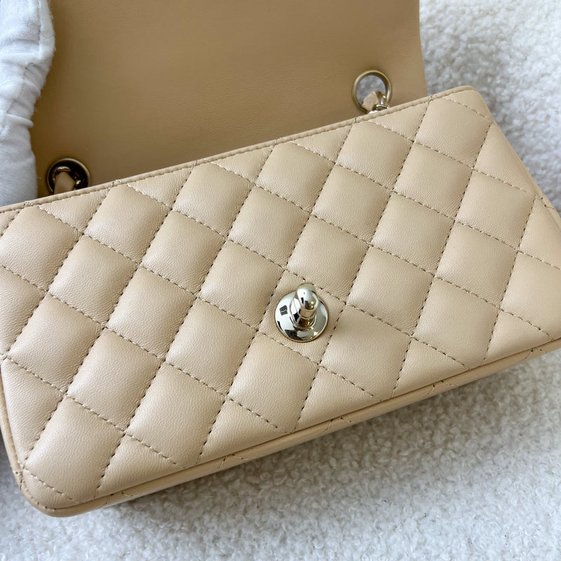 Chanel Classic Mini Rectangle Flap in 22C Beige Stiff Lambskin and LGHW