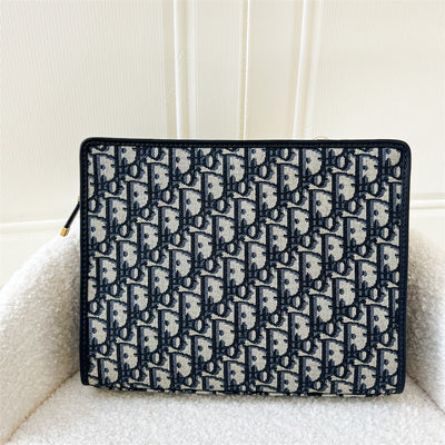 Dior 30 Montaigne Pouch / Clutch in Blue Oblique Canvas GHW