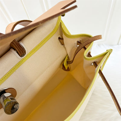 Hermes Herbag Zip 39 in Cream Canvas and Natural Leather