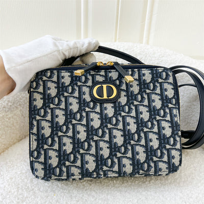 Dior 30 Montaigne Box Bag in Blue Oblique Canvas AGHW