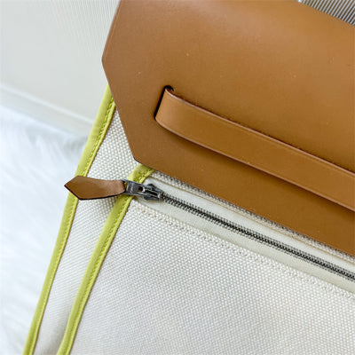 Hermes Herbag Zip 39 in Cream Canvas and Natural Leather