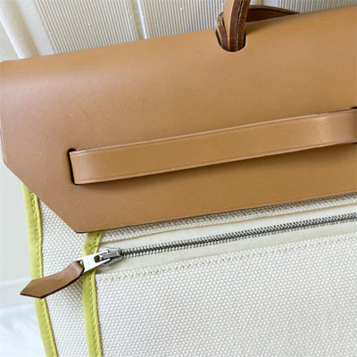 Hermes Herbag Zip 39 in Cream Canvas and Natural Leather