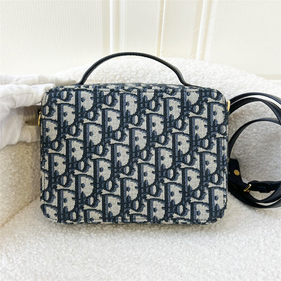 Dior 30 Montaigne Box Bag in Blue Oblique Canvas AGHW