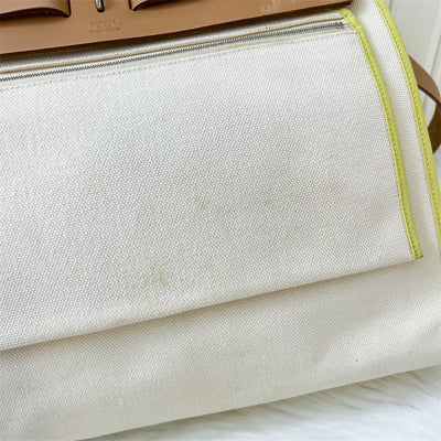 Hermes Herbag Zip 39 in Cream Canvas and Natural Leather