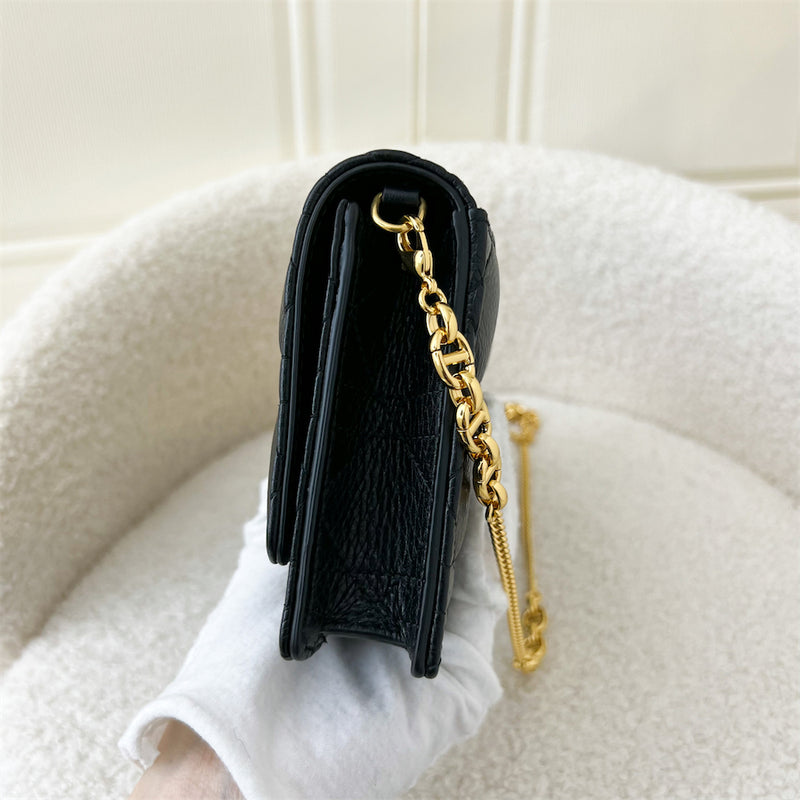 Dior Caro Pouch in Black Black Supple Cannage Calfskin GHW
